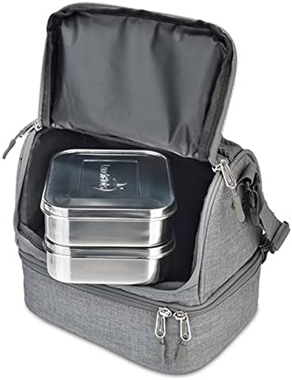 LunchBots Duplex Insulated Lunch Bag - Dual Section Design Fits LunchBots Uno, Duo, Trio, Quad, Rounds, Bento Cinco Perfectly - Roomy Thermal Lunch Bag for Kids and Adults - Pink