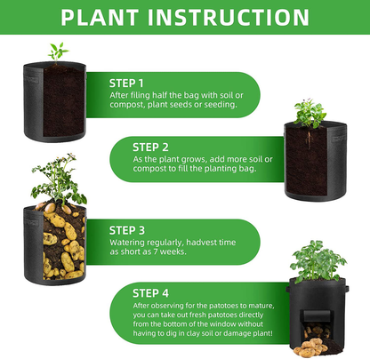 Potato Grow Bags Fabric Pots  with Flap Window and Handles