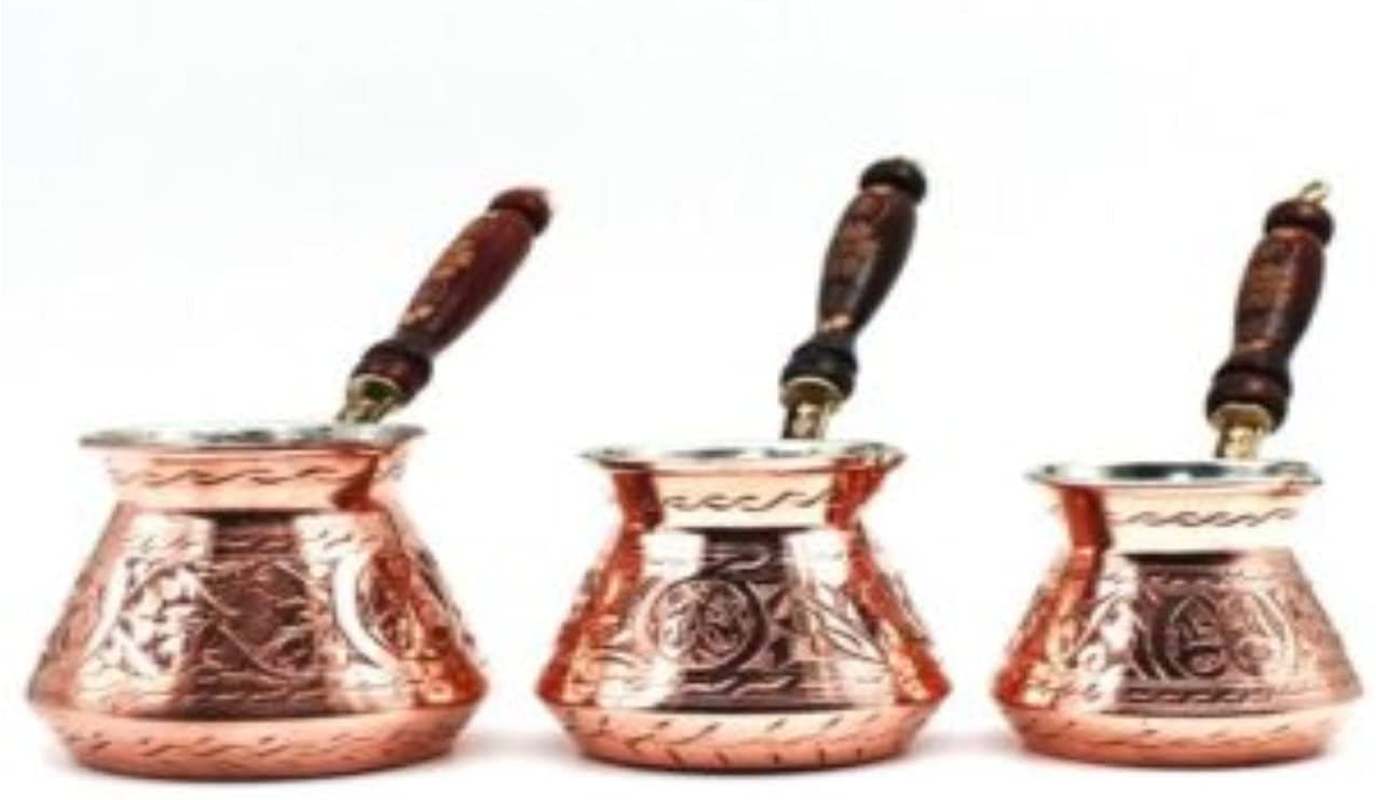 Turkish Coffee Pot, traditional coffee Maker, Hammered Copper Coffee Cezve, Small Pot, Stove Top Coffee Maker (200 ml (6.75 oz))