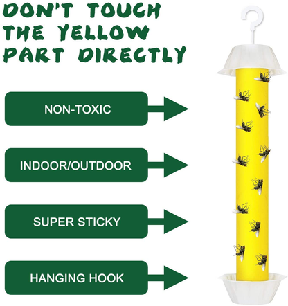 Gideal Fly Stick 6-Pack Fly Trap Stick, Hanging Fly Traps Sticky, Flying Insect Trap with Hanging Hook, Indoor / Outdoor Fly Catchers