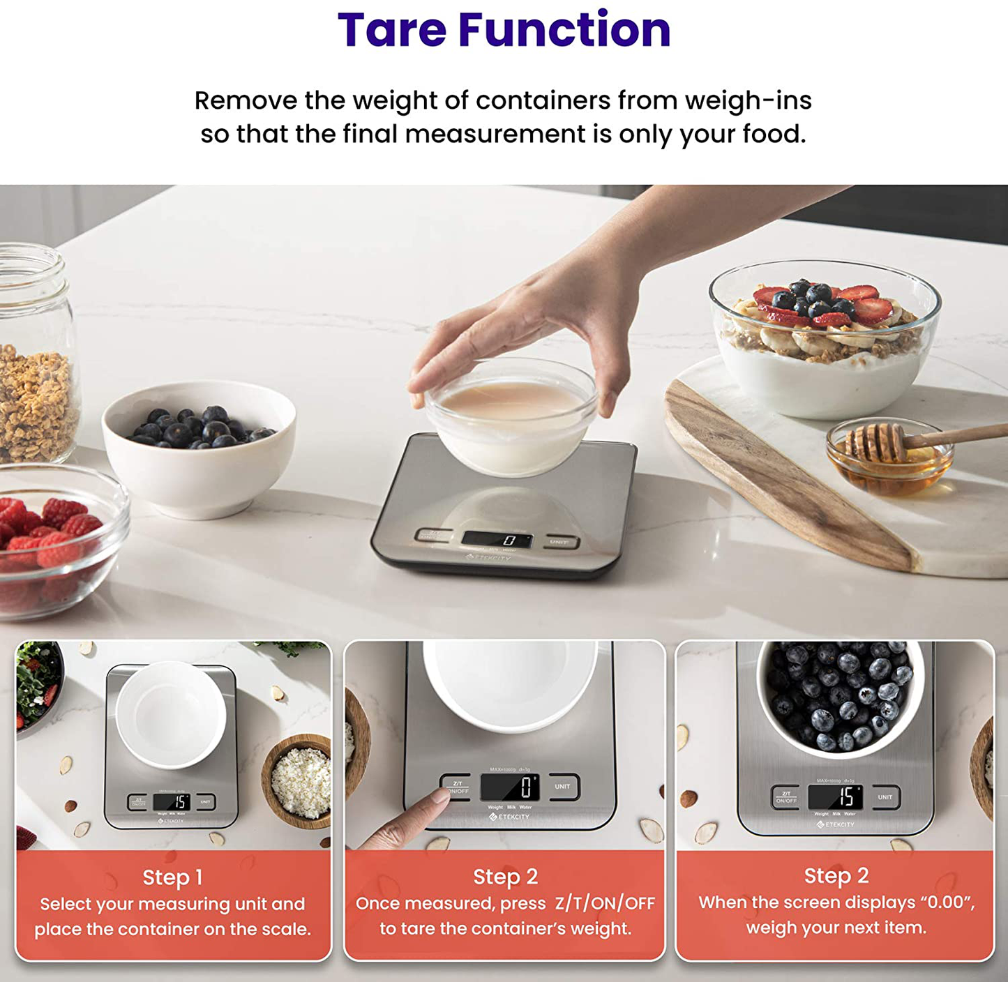 Etekcity Food Nutrition Kitchen Scale, Digital Grams and Ounces for Weight Loss, Baking, Cooking, Keto and Meal Prep, Large, 304 Stainless Steel