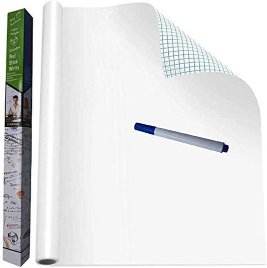 VEELIKE 78.7"x17.7" Dry Erase Whiteboard Wallpaper Peel and Stick White Board Contact Paper for Office Removable Self-Adhesive Glossy Whiteboard Wall Sticker for Kitchen Kids Room Home Wall Decor
