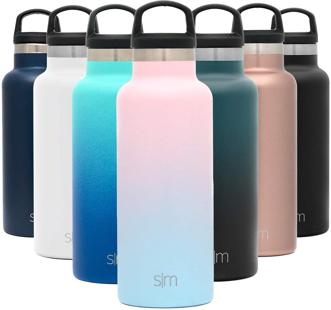 Simple Modern Insulated Water Bottle with Handle Lid Reusable Ascent Narrow Mouth Stainless Steel Thermos Flask, 20oz Handle Lid, Ombre: Sweet Taffy