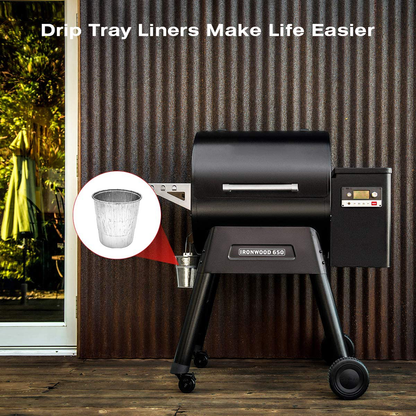 YAOAWE Grill Drip Grease Bucket & 5 Pack Foil Liners Compatible with Traeger Wood Pellet Grills HDW152 & Oklahoma Joe's & Z Grill BBQ Smokers Accessories