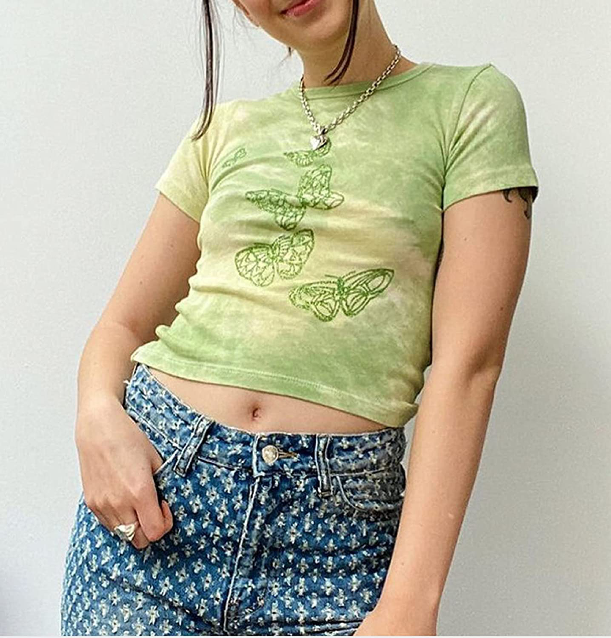 Women's Graphic Print Crop Top Vintage Punk Portrait Shirts Summer Slim Short Sleeve T Shirt Tops Y2k Fashion Clothes
