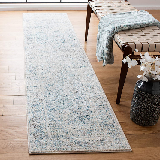 Safavieh Tulum Collection TUL264B Moroccan Boho Distressed Non-Shedding Stain Resistant Living Room Bedroom Runner, 2' x 7' , Ivory / Turquoise