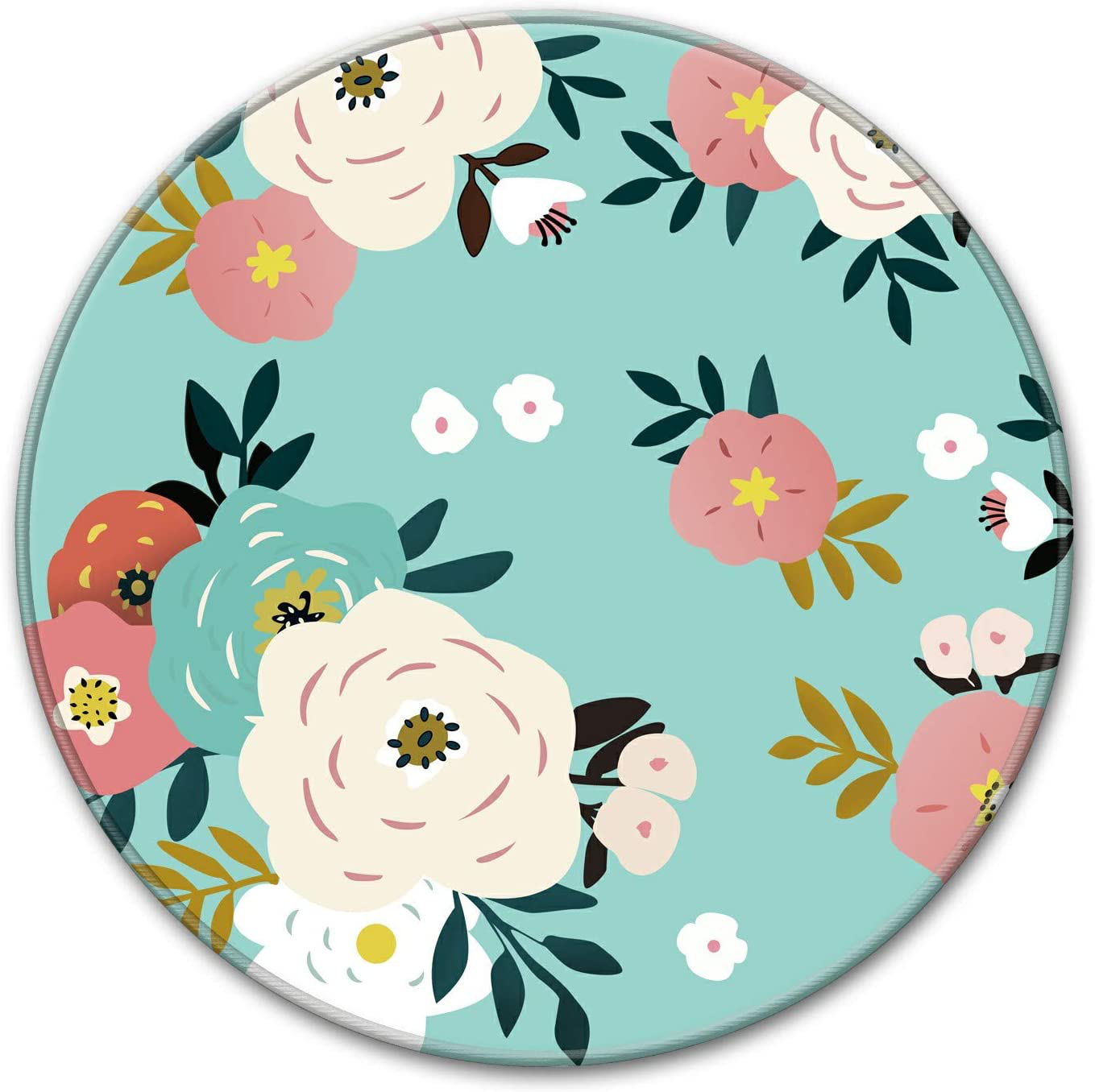 HOPONY Mouse Pad with Stitched Edge, Premium-Textured Mouse Mat with Waterproof Non-Slip Rubber Base, Cute Round Mousepad for Laptop Computer Office Desk Accessories,7.9 x 7.9 inch, Blue Marble