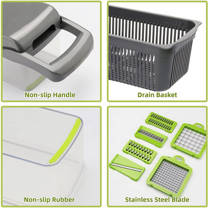 11-in-1 Multi-Use Food Chopper, Vegetable Slicer Cutter,  Mandolin Slicer