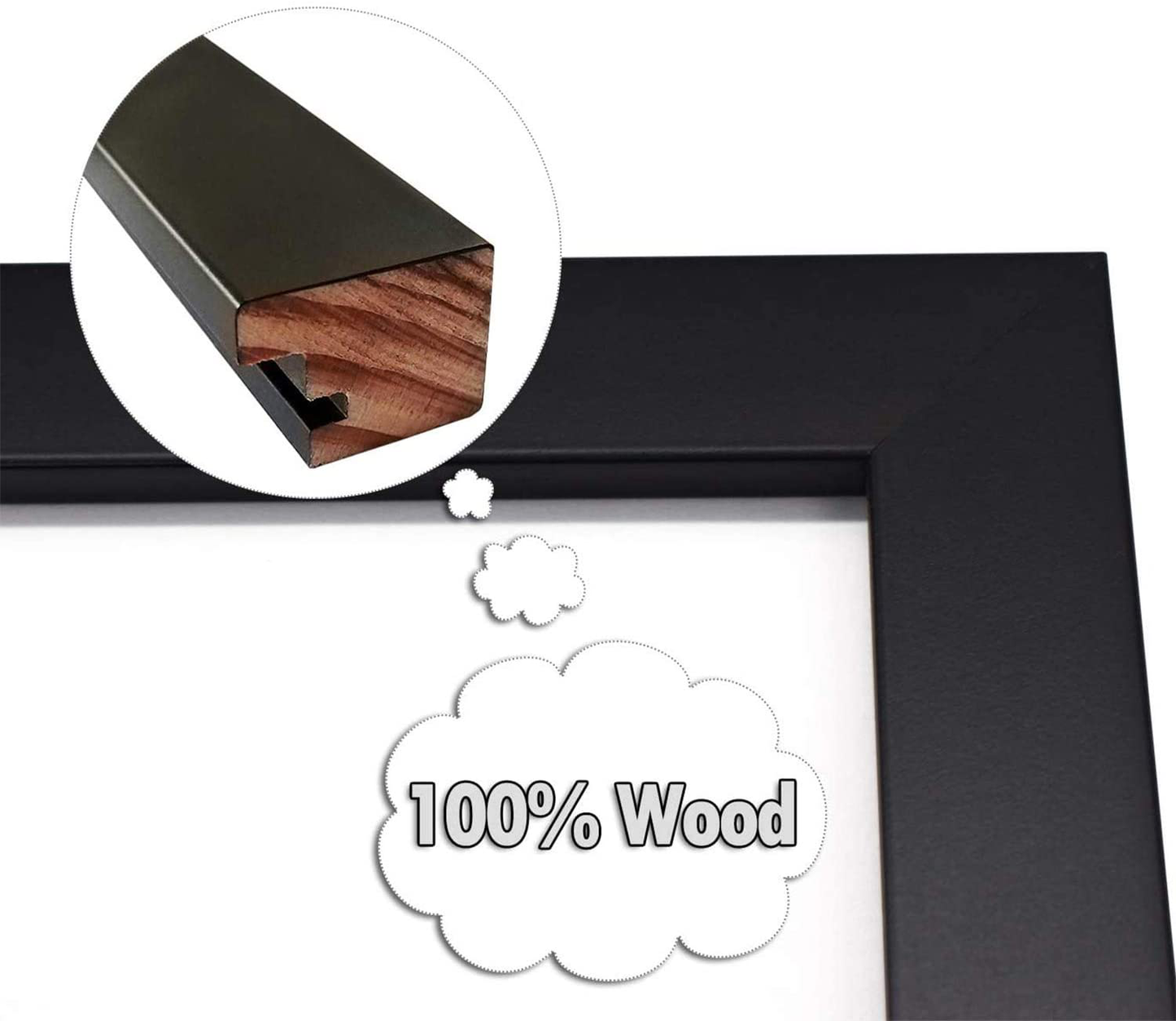 Golden State Art, 11x14 Black Photo Wood Collage Frame with Real Glass and White Mat displays (2) 5x7 Pictures