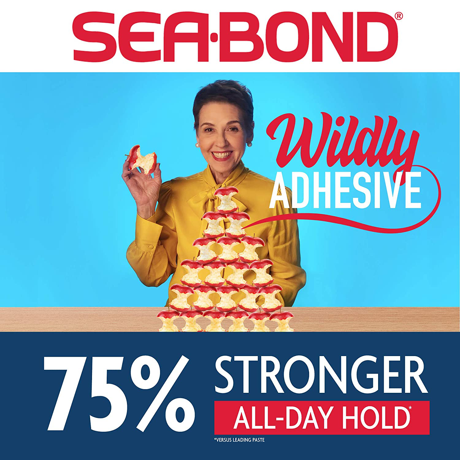 Sea Bond Secure Denture Adhesive Seals Original Uppers, Zinc Free, All Day Hold, Mess Free,15 Count