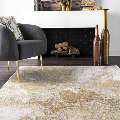 nuLOOM Cyn Abstract Runner Rug, 2 Feet 6 Inch x 12 Feet, Gold