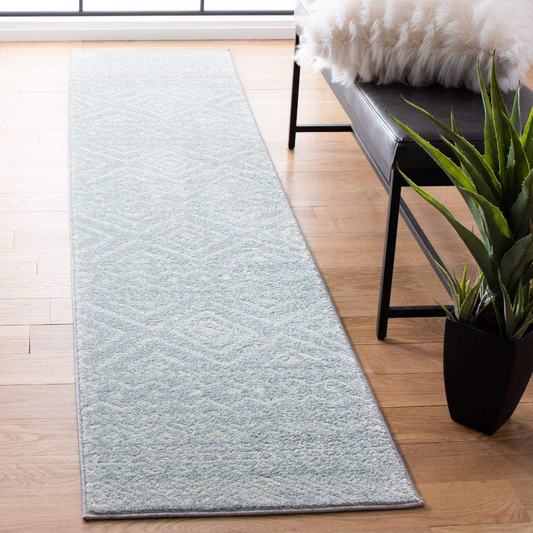 Safavieh Tulum Collection TUL267F Moroccan Boho Distressed Non-Shedding Stain Resistant Living Room Bedroom Runner, 2' x 9' , Light Grey / Ivory