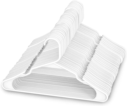 Sharpty Plastic Clothing Notched Hangers Ideal for Everyday Standard Use, (White, 50 Pack)