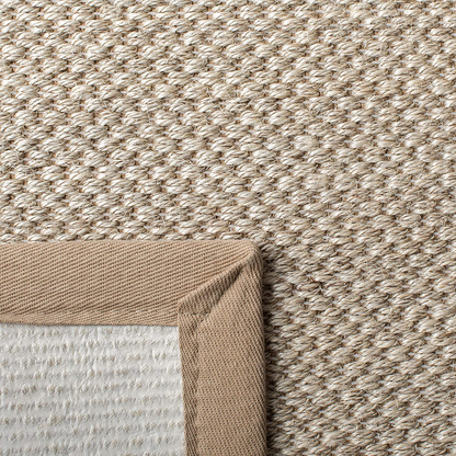 Safavieh Natural Fiber Collection NF143C Border Sisal Area Rug, 4' x 4' Square, Marble / Beige