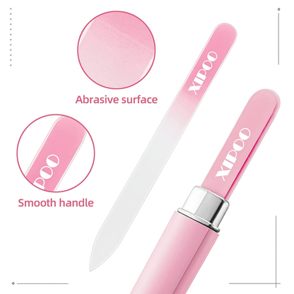 Glass Nail File 3 Pack, Nail File, Glass Nail File with Case, Double Sided Etched Surface Files
