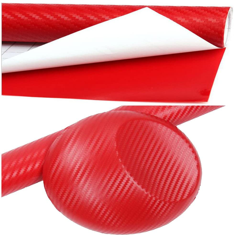 Silence Shopping 3D Carbon Fiber Vinyl Car DIY Wrap Sheet Roll Film Sticker Decal Red or Black