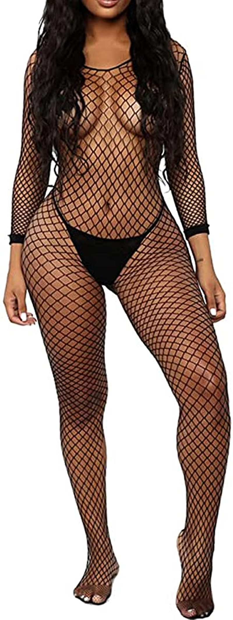 Women's Fishnet Bodystocking Crotchless Bodysuit 