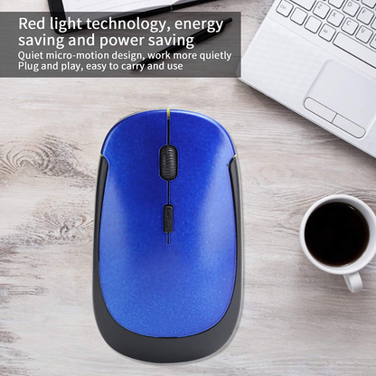 Wireless Mouse 2.4G Wreless Frequency Hopping Adjustable Optical USB Receiver Notebook Computer Accessories 1600dpi Silent Micro Motion Design Lightweight and Portable(Blue)