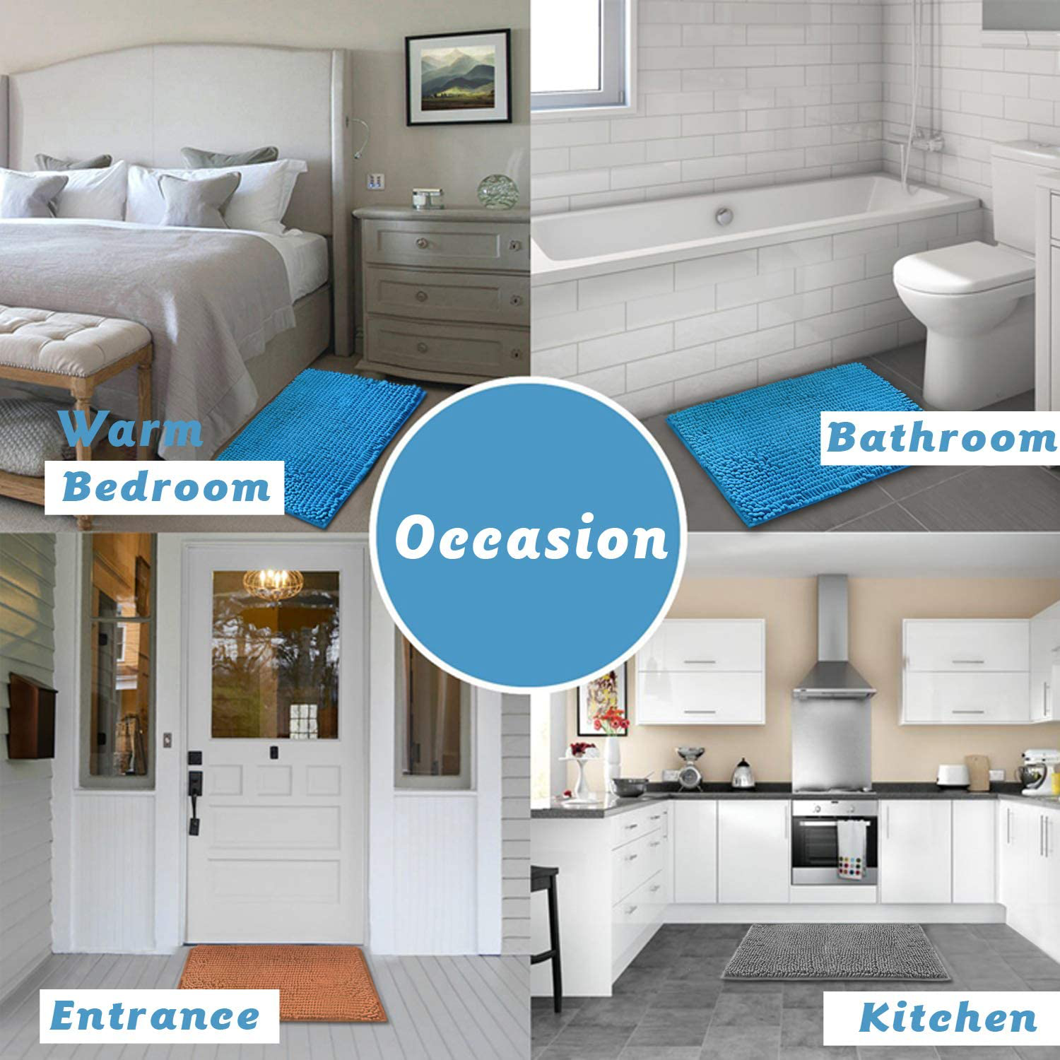 Bath Rugs Floor Non Slip Curved Bathroom Mat  Microfiber Plush Super Water Absorbent Machine Wash/Dry Shaggy Carpet for Toilet 