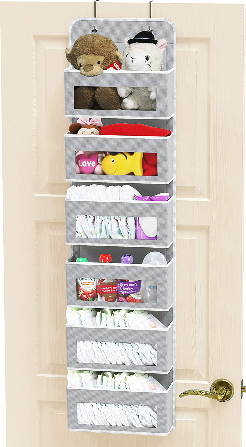 Simple Houseware Over Door/Wall Mount 6 Clear Window Pocket Organizer, Beige