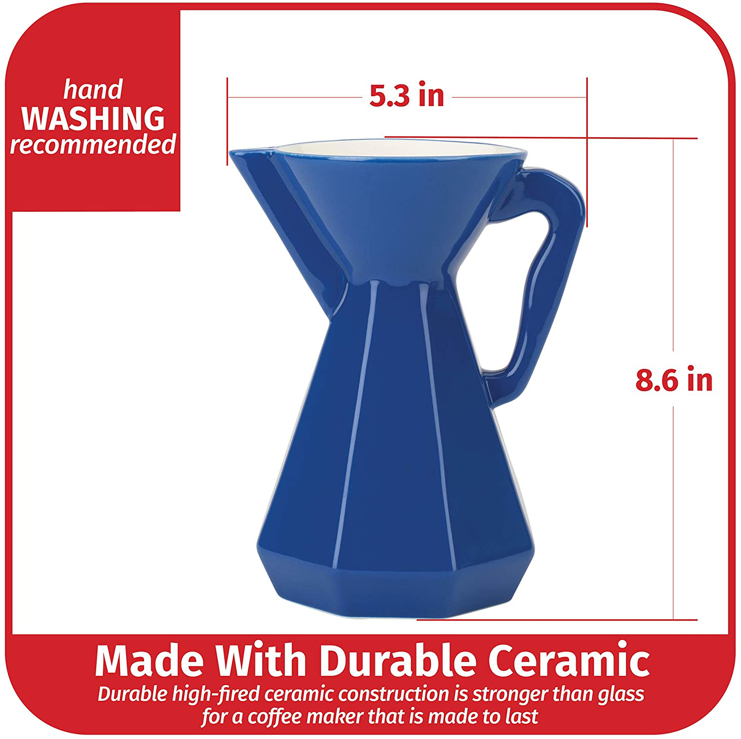 Goodcook Koffe 6-Cup Ceramic Pour Over Carafe Coffee Maker with #4 Paper Filters