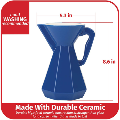 Goodcook Koffe 6-Cup Ceramic Pour Over Carafe Coffee Maker with #4 Paper Filters