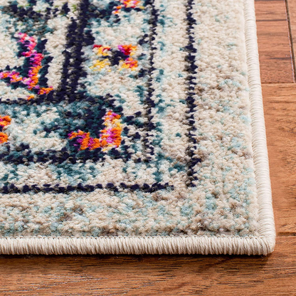 Safavieh Madison Collection MAD473B Boho Chic Medallion Distressed Non-Shedding Stain Resistant Living Room Bedroom Runner, 2'2" x 10' , Cream / Blue