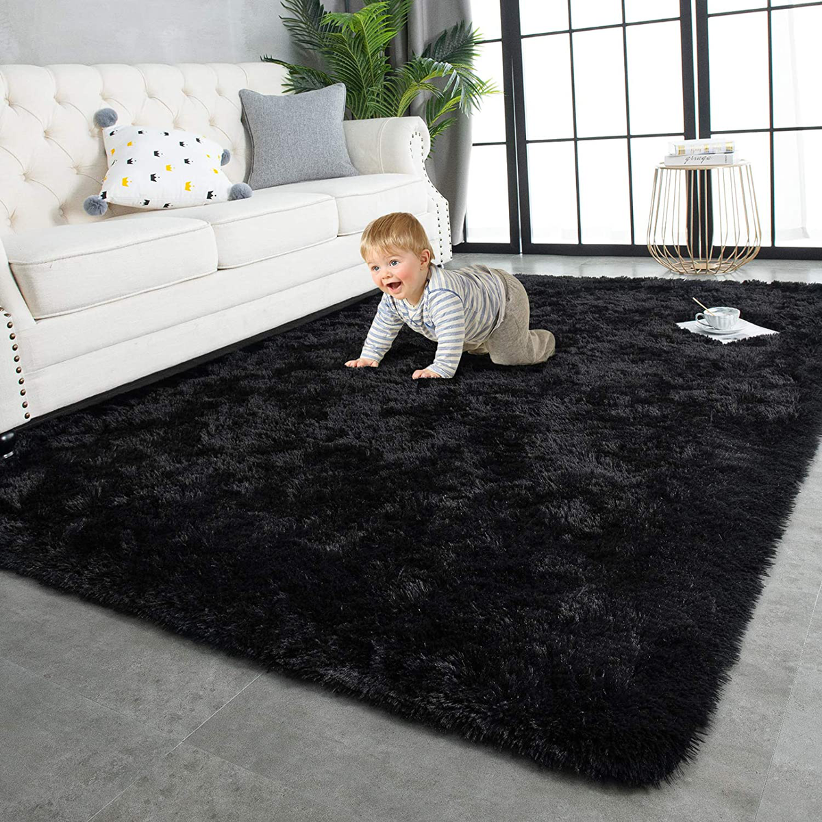 TWINNIS Super Soft Shaggy Rugs Fluffy Carpets, 4x5.9 Feet, Indoor Modern Plush Area Rugs for Living Room Bedroom Kids Room Nursery Home Decor, Upgrade Anti-Skid Durable Rectangular Fuzzy Rug, Pink