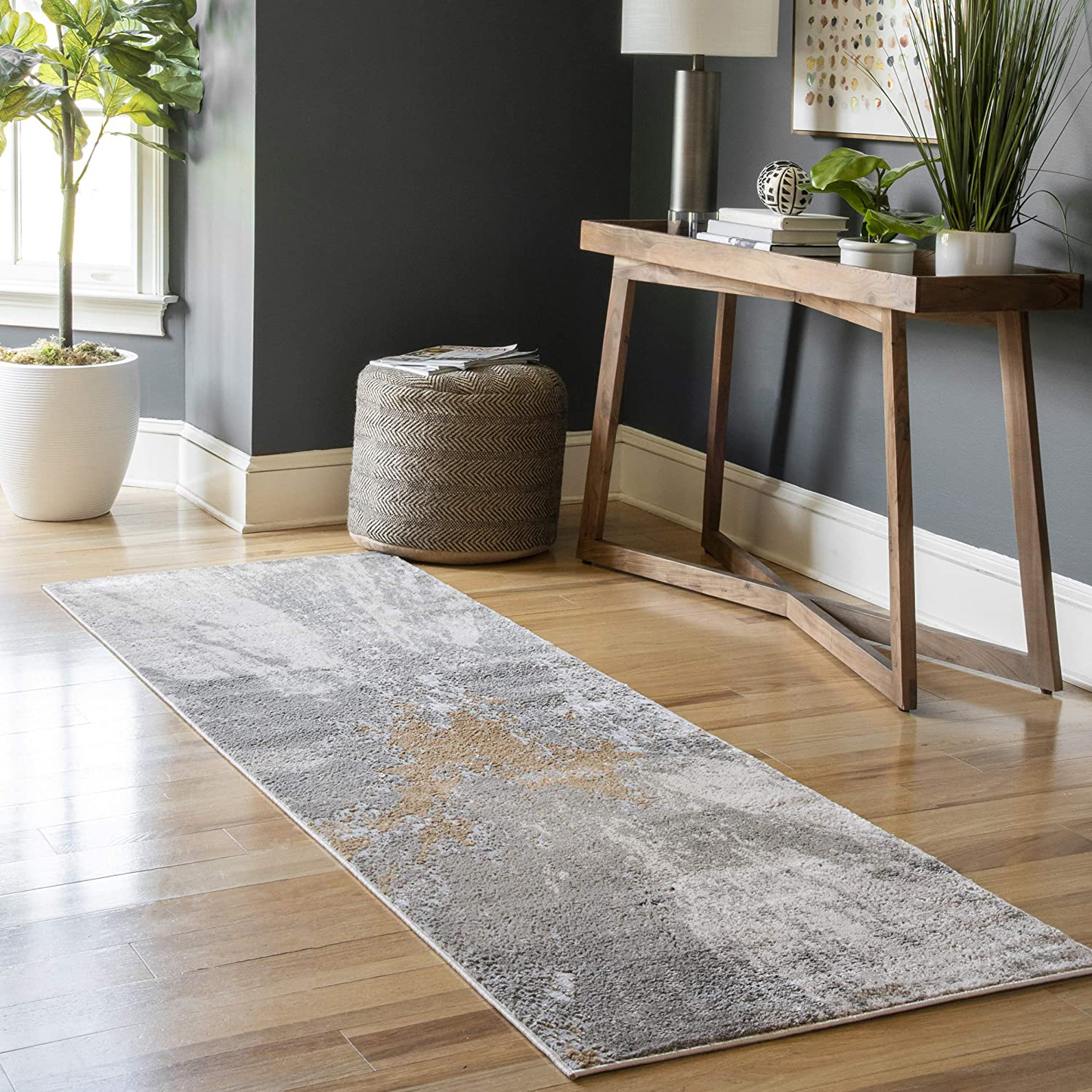 nuLOOM Cyn Abstract Runner Rug, 2' 8" x 8', Silver