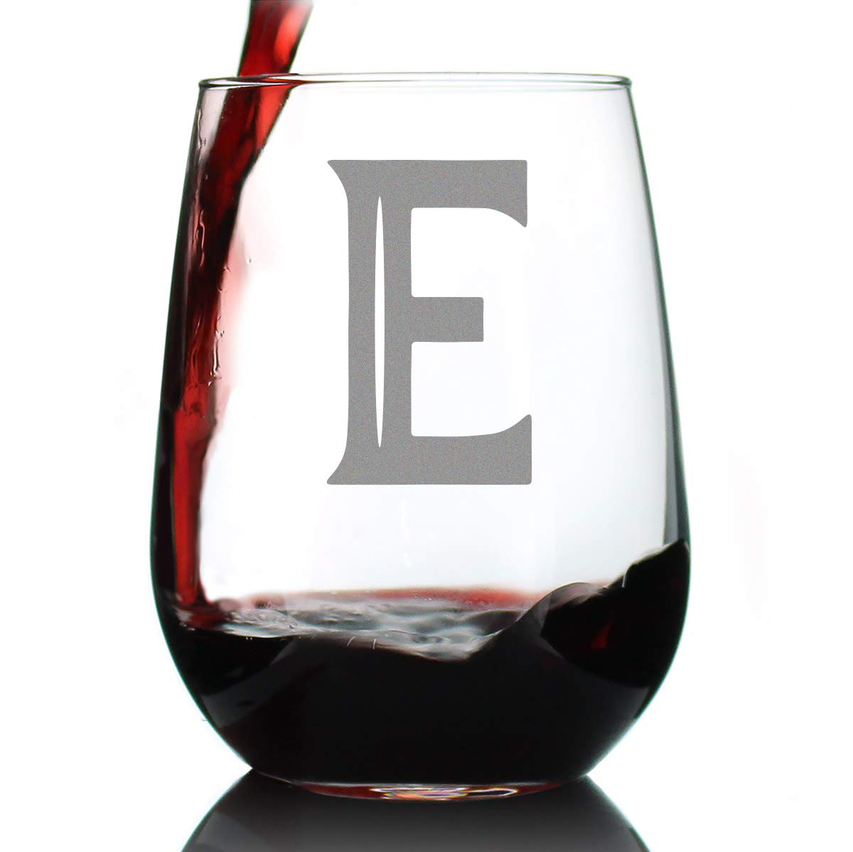 Monogram Bold Letter M - Stemless Wine Glass - Personalized Gifts for Women and Men - Large Engraved Glasses