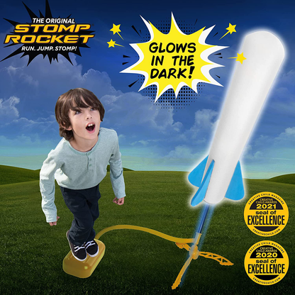 Stomp Rocket The Original Jr. Glow Rocket Refill Pack, 3 Rockets - Glows in The Dark, Outdoor Rocket Toy Gift for Boys and Girls- Ages 3 Years and Up