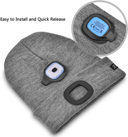 Unisex LED Beanie Hat with Light Gifts for Men Dad Father USB Rechargeable Caps