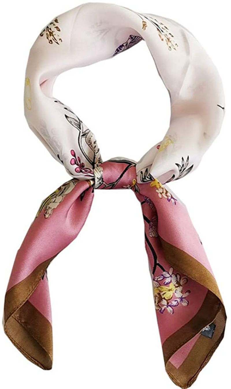 FONYVE Silk Feeling Scarf Medium Square Satin Head Scarf for Women 27.5 × 27.5 inches