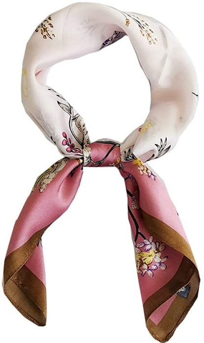 FONYVE Silk Feeling Scarf Medium Square Satin Head Scarf for Women 27.5 × 27.5 inches
