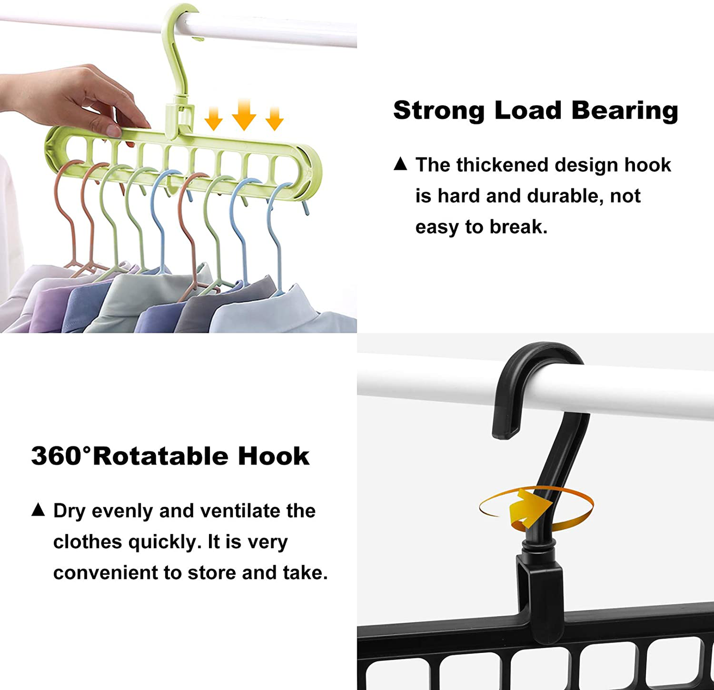 Closet Organizers and Storage, Pack of 6 Multifunctional Closet Organizer Magic Space Saving Hangers with 9 Holes Closet Storage Organization for Wardrobe Heavy Clothes,Shirts,Pants,Dresses,Coats
