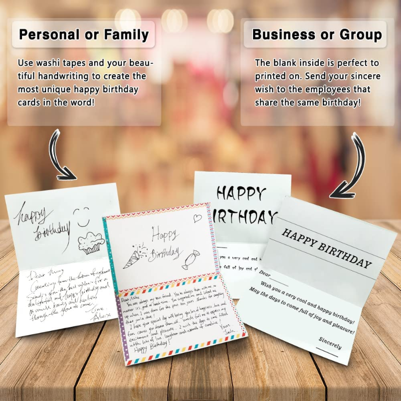 80 Pack Assorted Birthday Cards with 80 Blank Envelopes, 84 Stickers & 3 Washi Tape Rolls