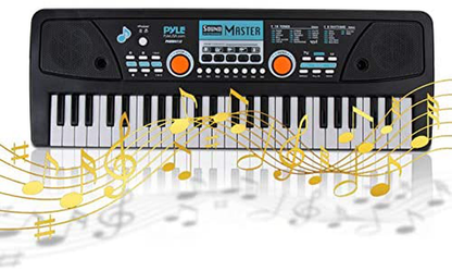 Digital Piano Keyboard - Portable Key Learning Keyboard for Beginners w/ Drum Pad, Recording, Microphone, Music Sheet Stand & Built-in Speaker