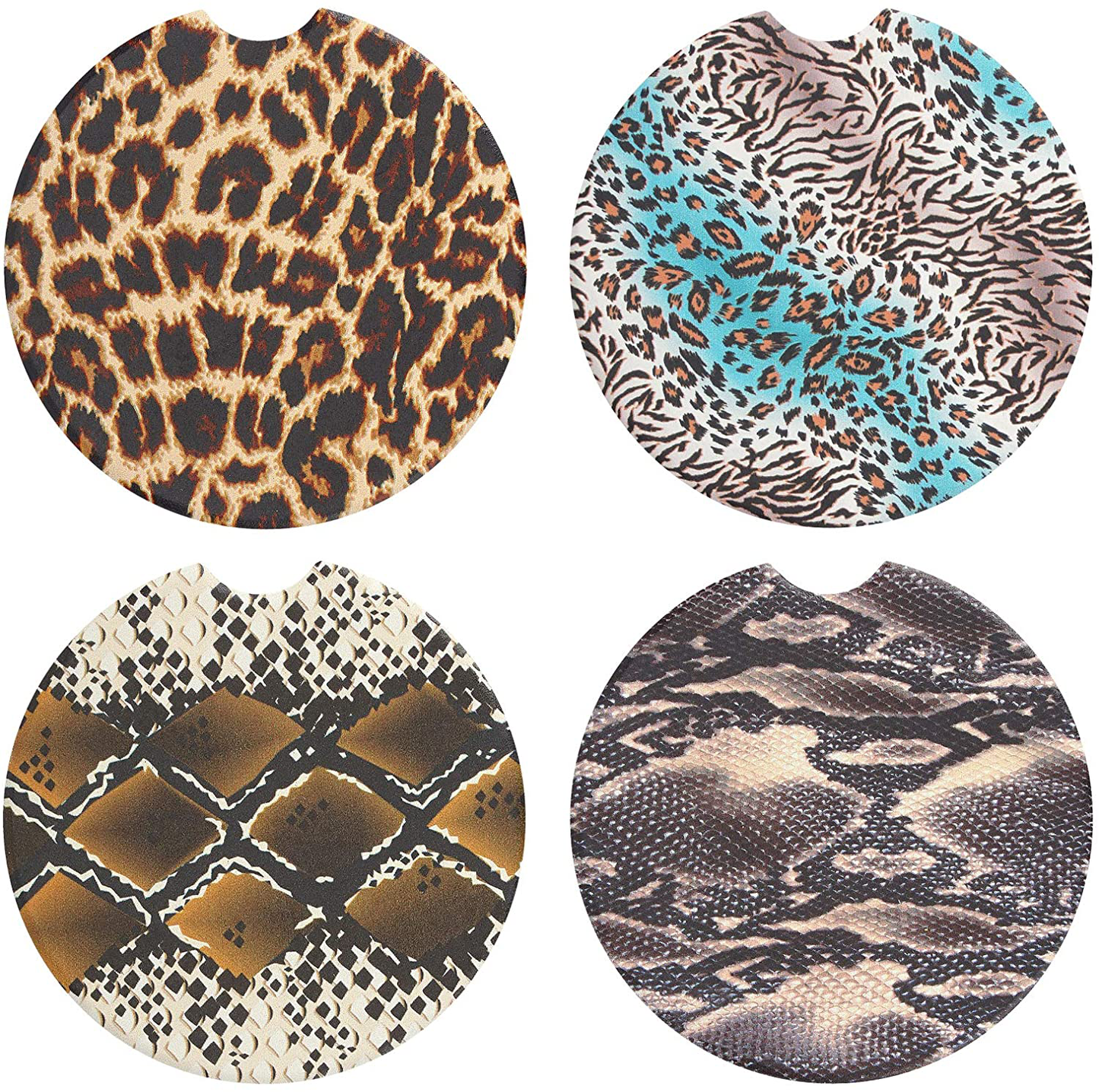 Vaincre 4 Pack 2.56 inch Car Coasters for Drinks Absorbent, Mandala Ceramic Car Cup Holder Coaster for Your Car with Fingertip Grip, Removable Cute Auto Accessories, Keep Car Clean for Women & Girls