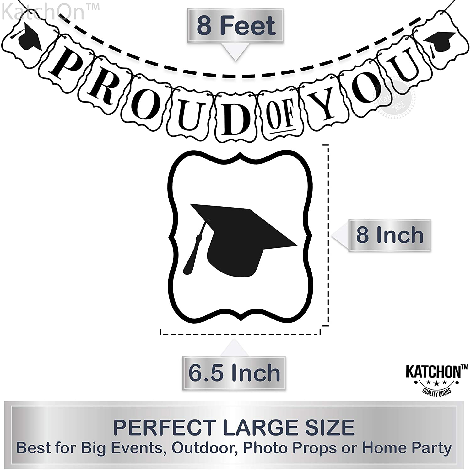 We Are So Proud of You Banner - Card-Stock, No DIY Graduation Decorations 2021 | Black and White Banner for Nurse Graduation Decorations | We Are So Proud Of You Graduation Banner for Grad Party Decor