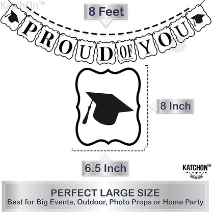 We Are So Proud of You Banner - Card-Stock, No DIY Graduation Decorations 2021 | Black and White Banner for Nurse Graduation Decorations | We Are So Proud Of You Graduation Banner for Grad Party Decor