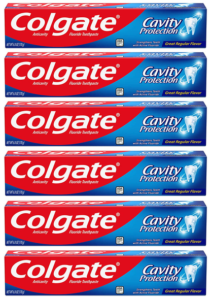 Colgate Cavity Protection Toothpaste with Fluoride - 6 Ounce (Pack of 6)