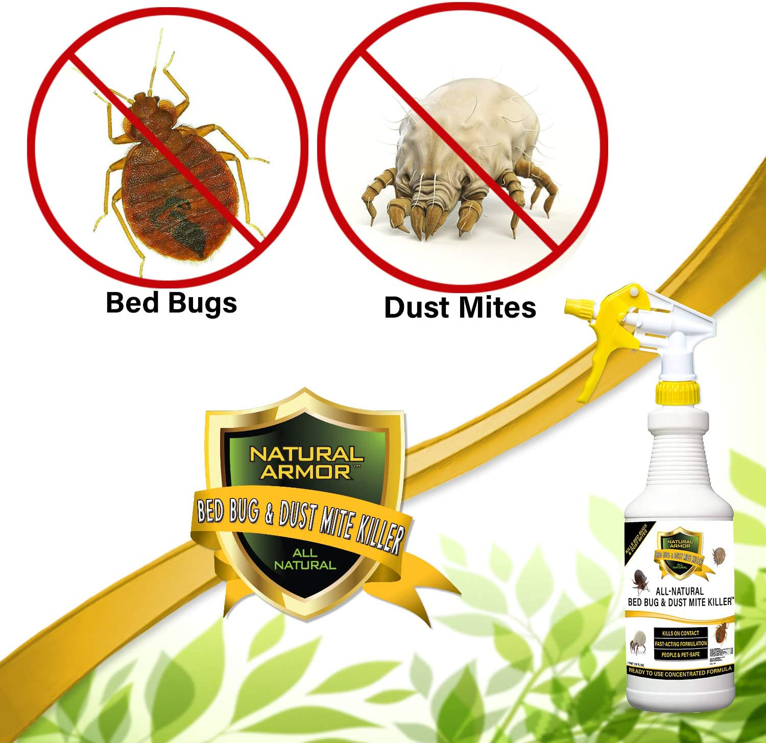 Bed Bug & Dust Mite Killer Natural Spray Treatment for Mattresses, Covers, Carpets & Furniture - Fast Extended Protection. Pet & Kids Safe - No Toxins or Chemicals 128 oz Gallon