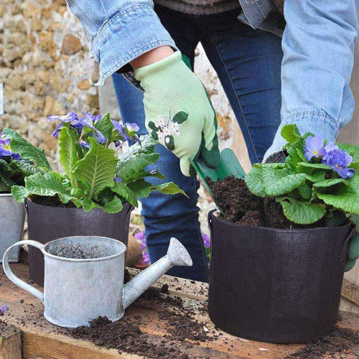 5 Pack Premium Grow Bags Heavy Duty Thickened Non-woven Plant Fabric Pots with Handles
