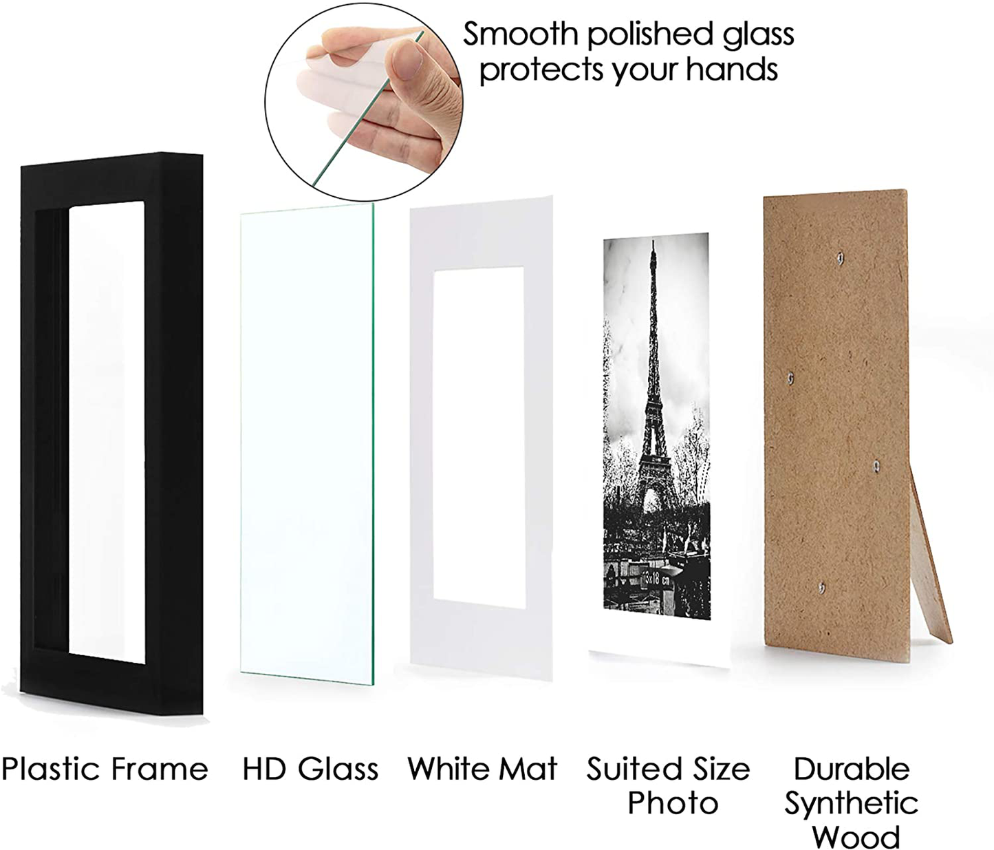 upsimples 8.5x11 Picture Frame Set of 10,Display Pictures 6x8 with Mat or 8.5x11 Without Mat,Multi Photo Frames Collage for Wall or Tabletop Display,Black