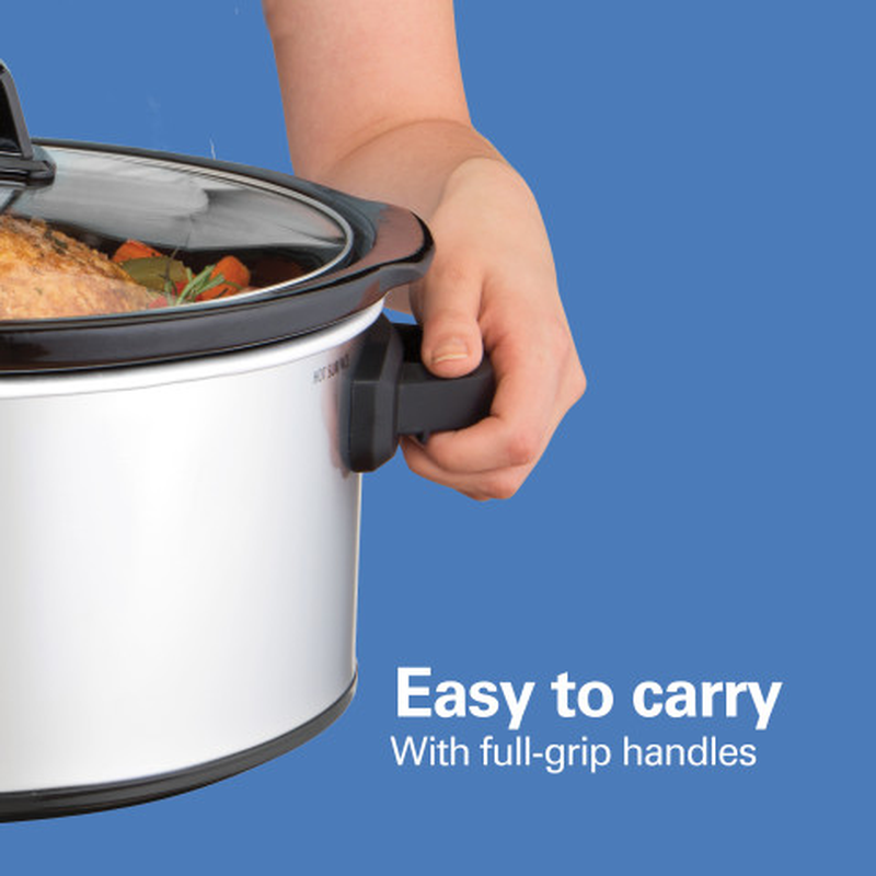 Hamilton Beach Large Capacity Slow Cooker with 3 Temperature Settings and Easy Grip Handles