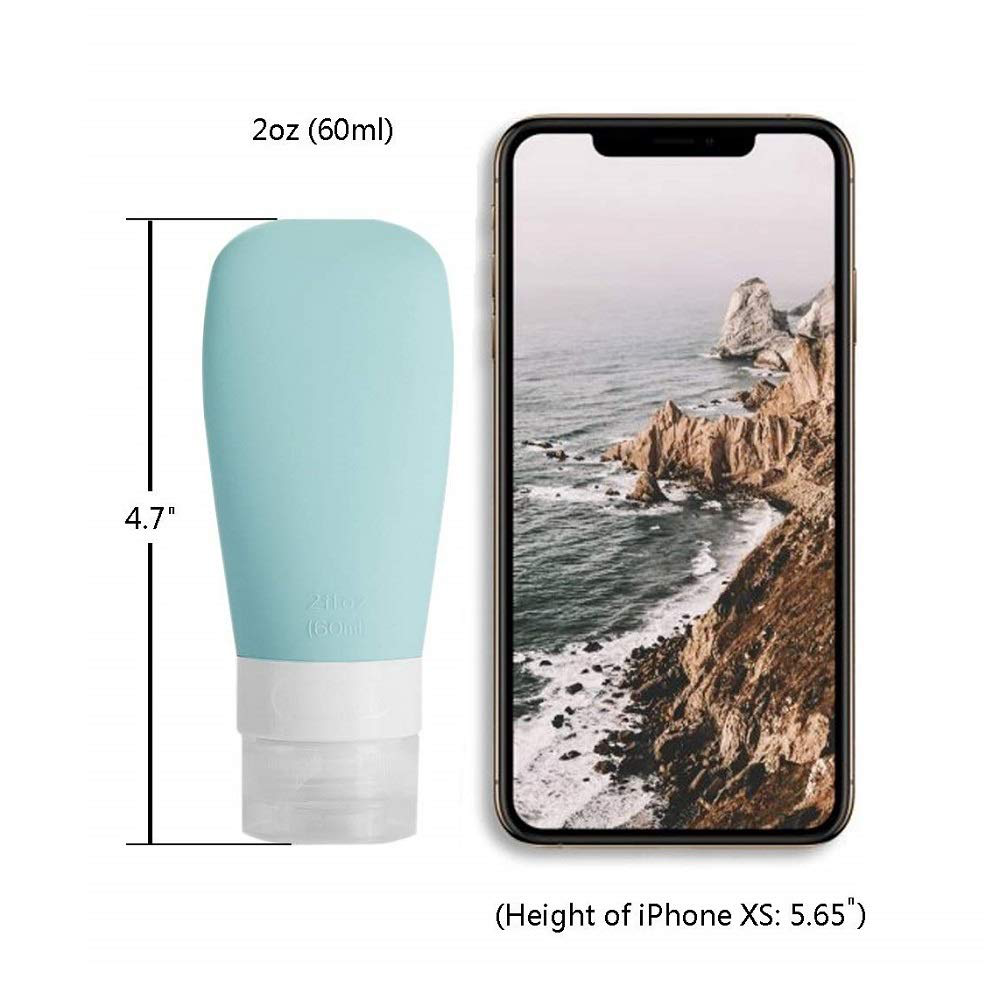 Silicone Travel Bottles, Vonpri Leak Proof Squeezable Refillable Travel Accessories Toiletries Containers Travel Size Cosmetic Tube for Shampoo Lotion Soap Liquids (2oz 4pack)