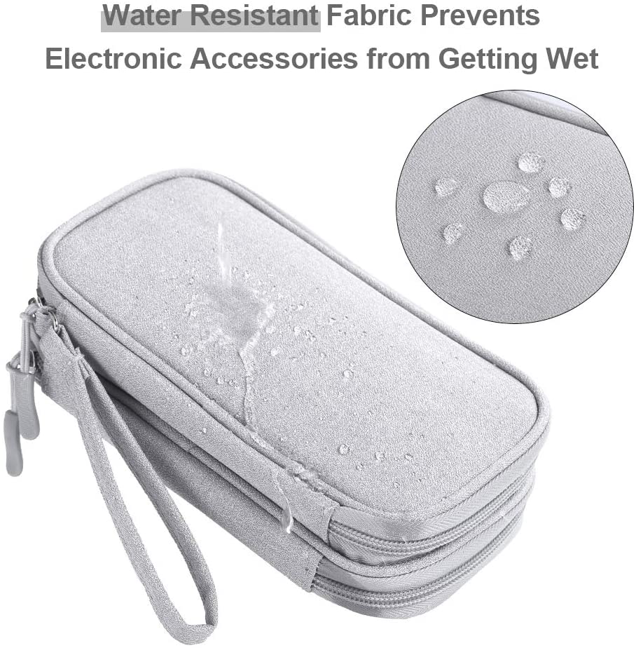 DDgro Electronics Travel Organizer, Waterproof Tech Accessories Pouch Bag for Keeping Certificates/Charger/Power Bank/Cables/Mouse/Earphone/Students’ stationeries Organized (Light Gray)