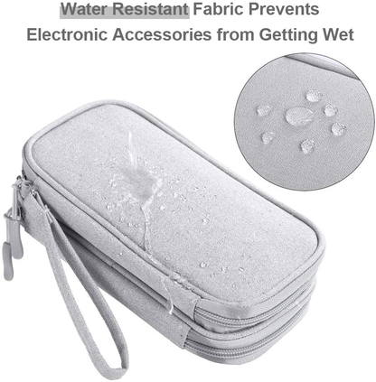 DDgro Electronics Travel Organizer, Waterproof Tech Accessories Pouch Bag for Keeping Certificates/Charger/Power Bank/Cables/Mouse/Earphone/Students’ stationeries Organized (Light Gray)