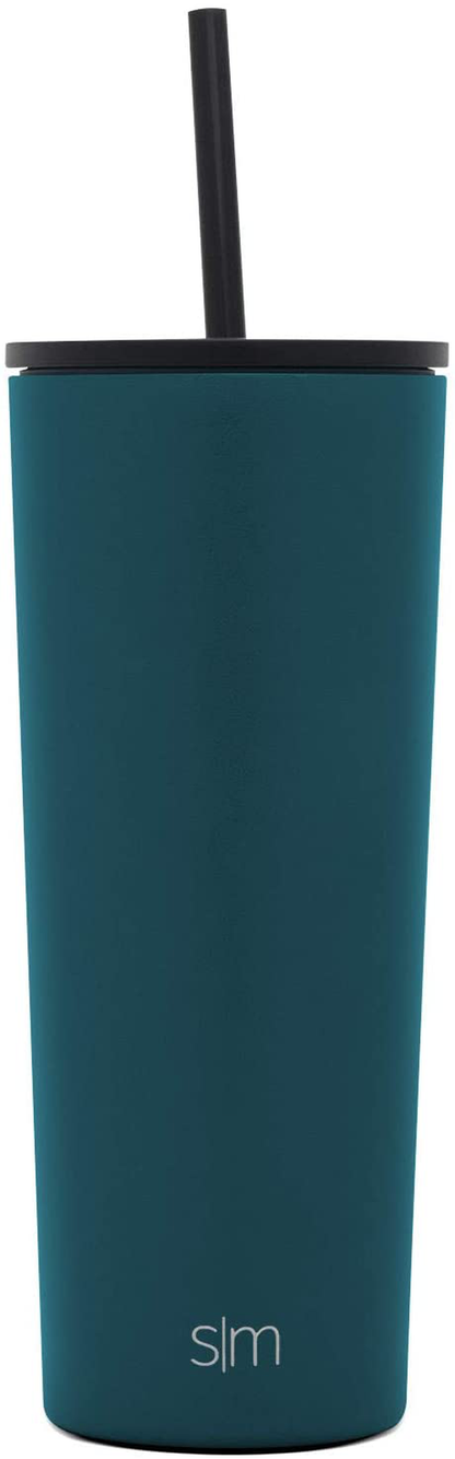 Simple Modern Classic Insulated Tumbler with Straw and Flip Lid - Stainless Steel Water Bottle Iced Coffee Travel Mug Cup 20oz (590ml) - Midnight Black