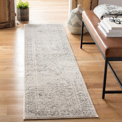 Safavieh Tulum Collection TUL264A Moroccan Boho Distressed Non-Shedding Stain Resistant Living Room Bedroom Runner, 2' x 11' , Ivory / Grey